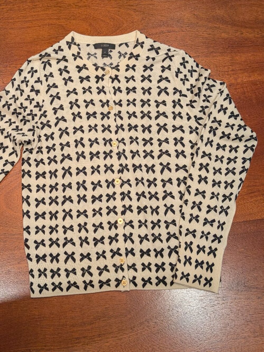 J.Crew Jackie Bow Print Cardigan Sweater